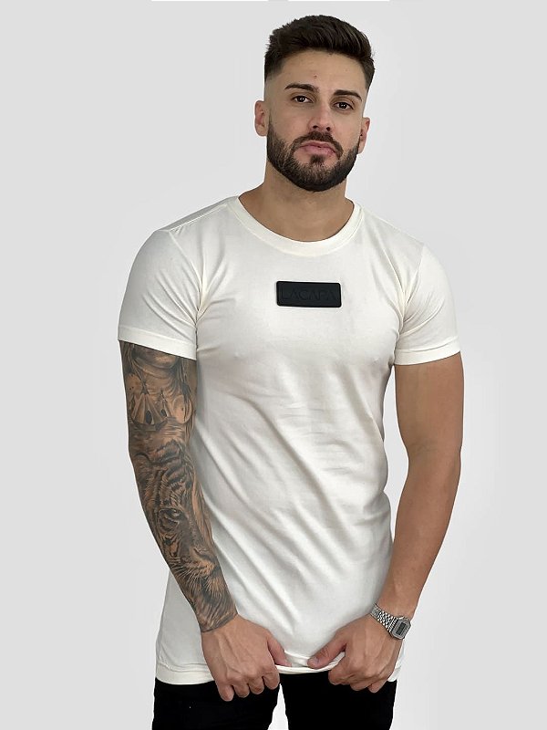Camiseta Longline Off White Logo Emborrachado - Lacapa