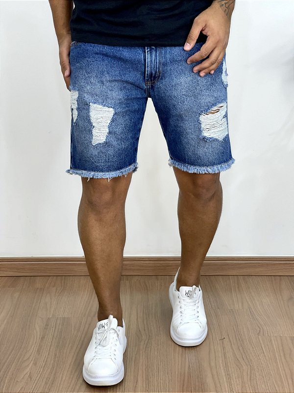 Bermuda Jeans Média Destroyed High Class - Creed*