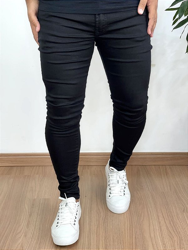 Calça Jeans Super Skinny Preta Sem Rasgo V2 - City Denim*+