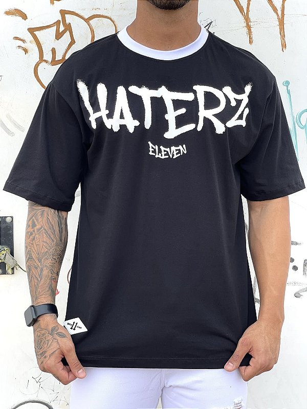 Camiseta Oversized Masculina Preta Graffiti Haterz*