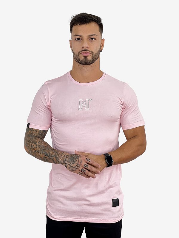 Camiseta Longline Rosa Claro "M" No Peito*