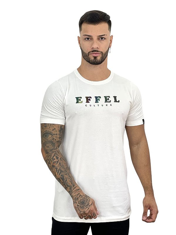 Camiseta Longline Masculina Off White Escritas Esféras