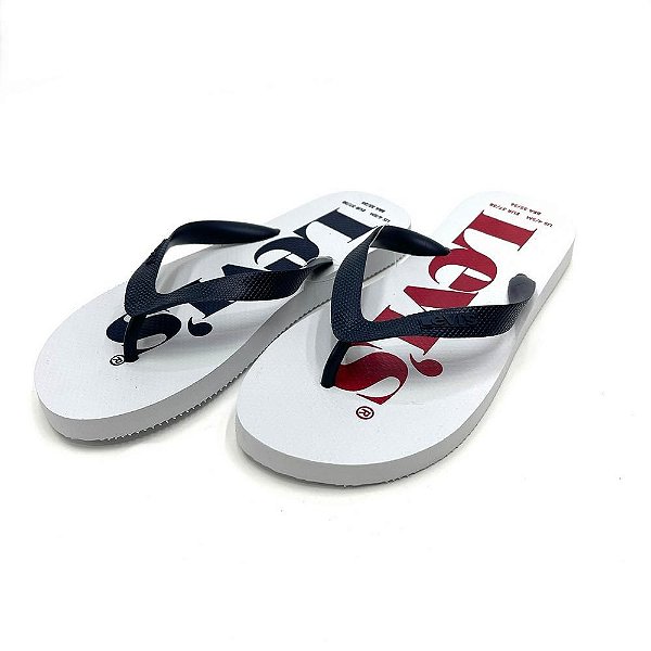 Chinelo Unissex Branco Escritas Azul/Verm - Levi's