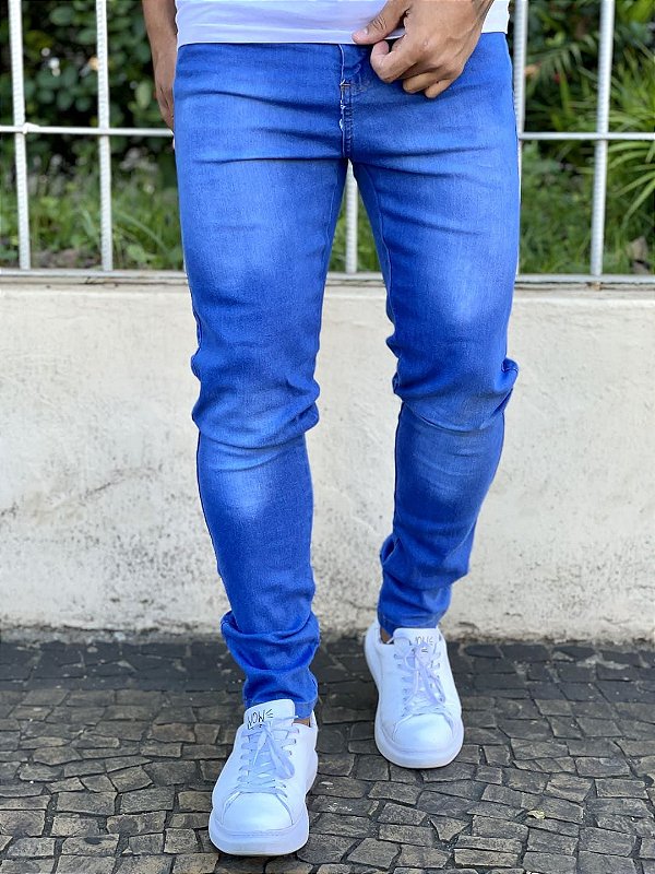 Calça Jeans Masculina Skinny Média Básica Sem Rasgo
