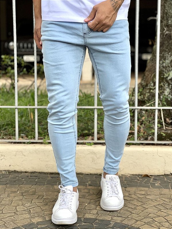 Calça Jeans Masculina Super Skinny Clara Sem Rasgo Básica Model 1