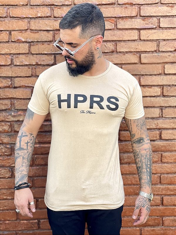 Camiseta Longline Masculina Bege Suede HPRS