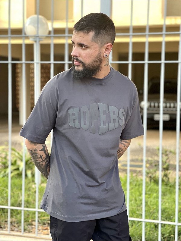 Camiseta Oversized Masculina Cinza Escura Mark