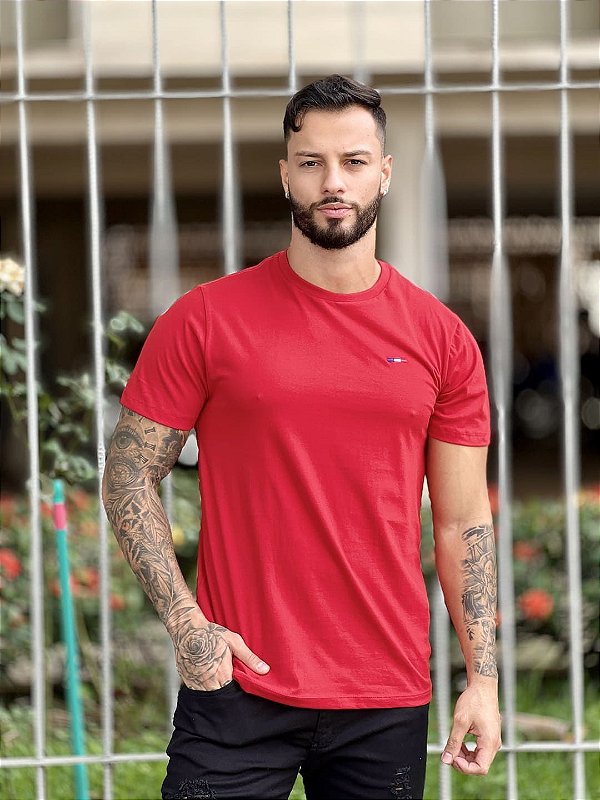 Camiseta Longline Masculina Vermelha Colors France #