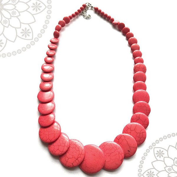 Colar Pastilhas Coral