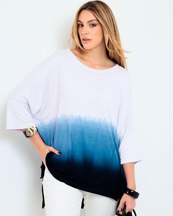Blusa New York Branca e azul