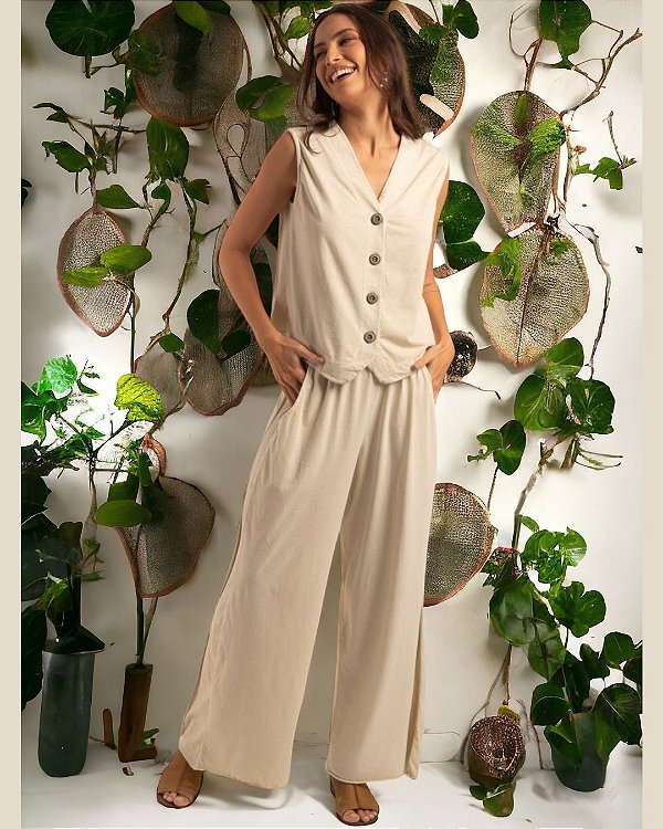 Calça Malibu Off White 100% algodão