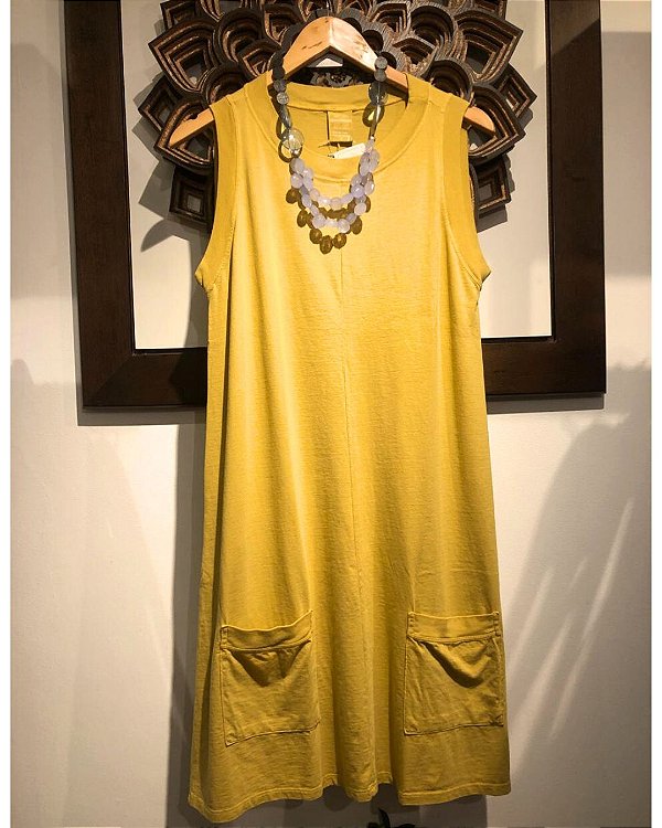 Vestido Joaquina Mostarda 100% Algodão
