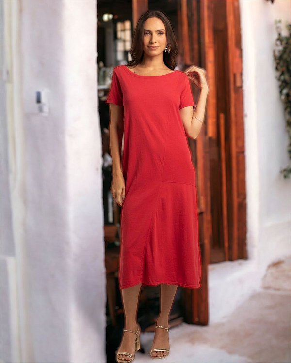 Vestido Palermo Cereja 100% Algodão