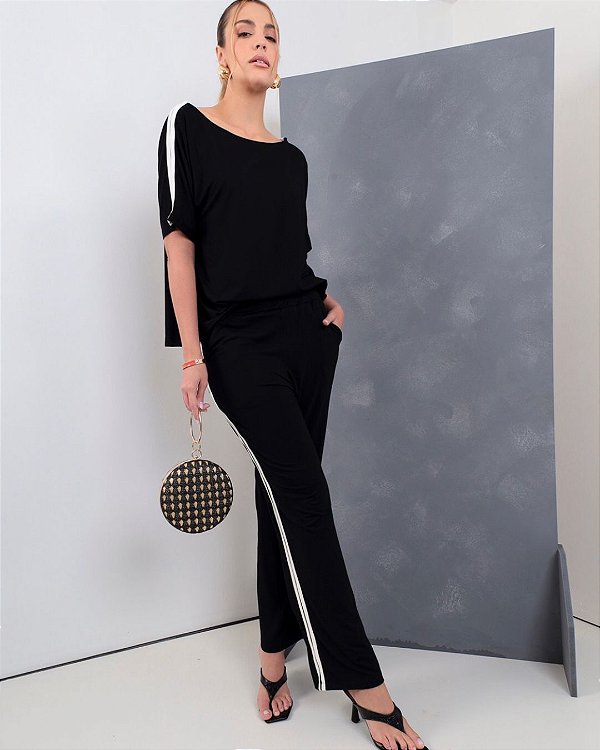 Conjunto Sardenha - Manga curta - Preto