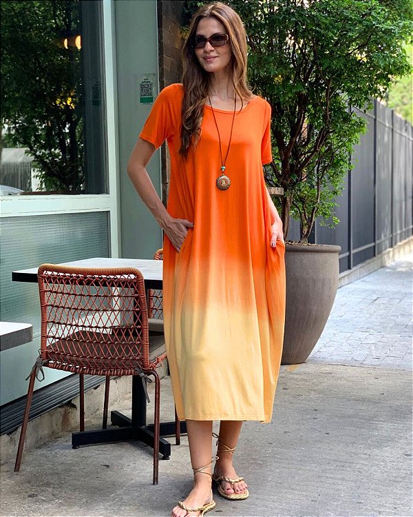 Vestido Barcelona Tie Dye Laranja
