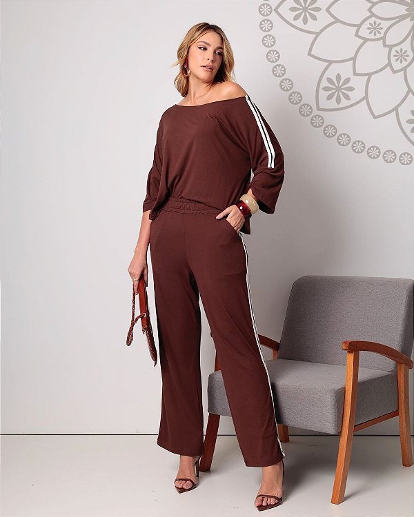 Conjunto Sardenha - Manga 3/4 - café