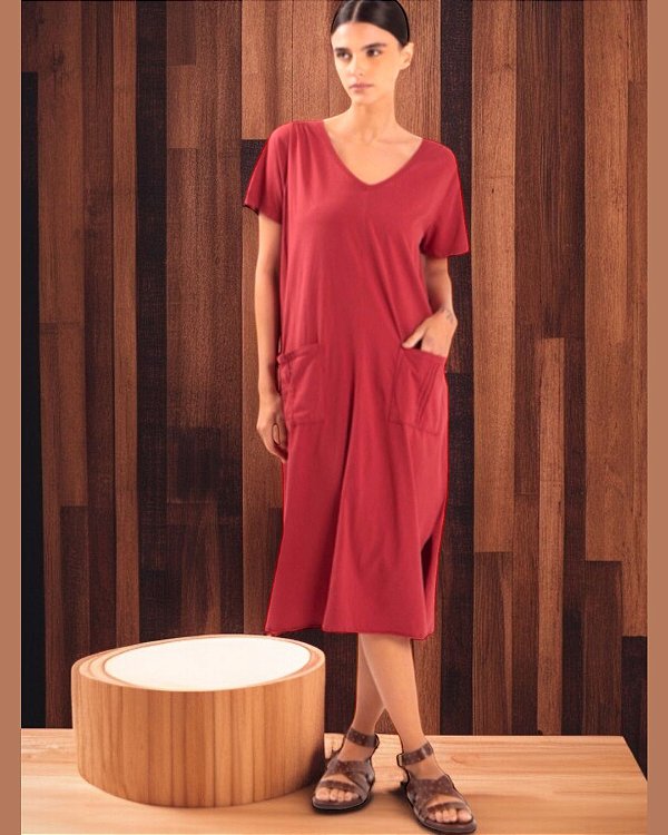 Vestido Recife - 100%algodão- Cereja