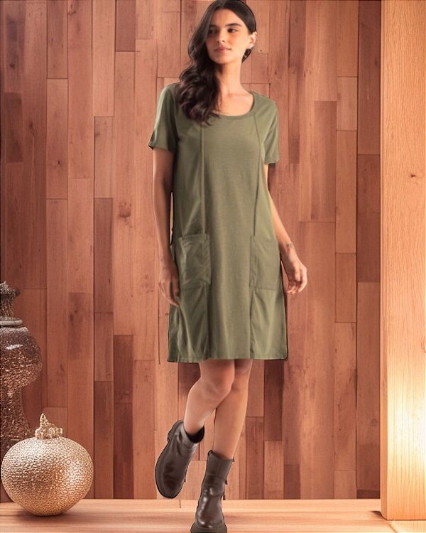 Vestido Macapá - 100% algodão - Verde Orgânico