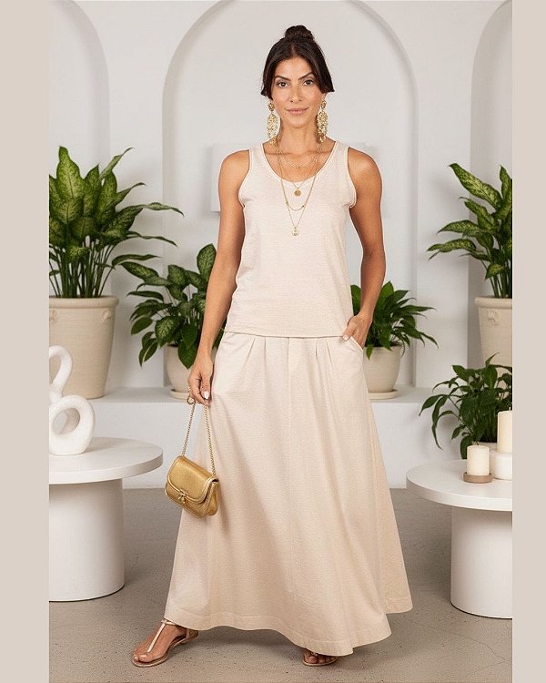 Saia Alfaiataria - 100% algodão - off white