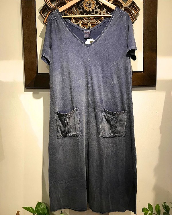 Vestido Recife - 100%algodão- Azul Stone