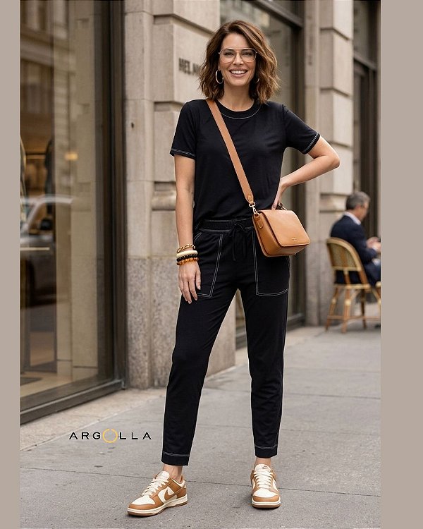 Conjunto Lion Preto Malha Viscose Elastano