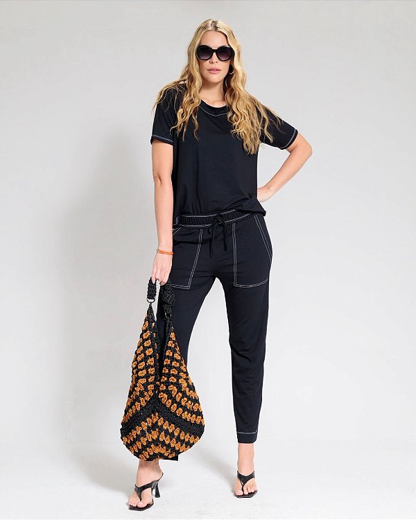 Conjunto Lion Preto Malha Viscose Elastano