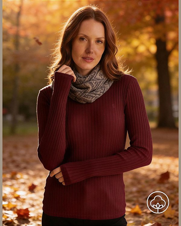 Blusa Ana Algodão Básica - vinho merlot