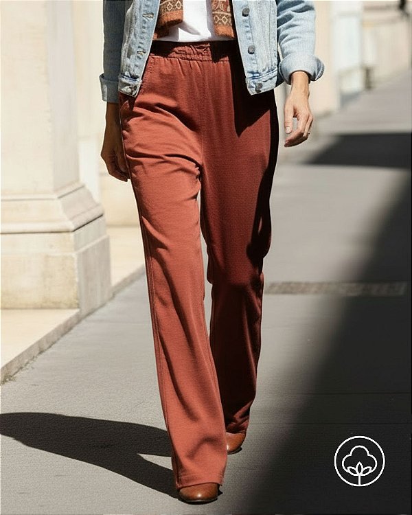 Calça Pantalona Vancouver Algodão Vinho