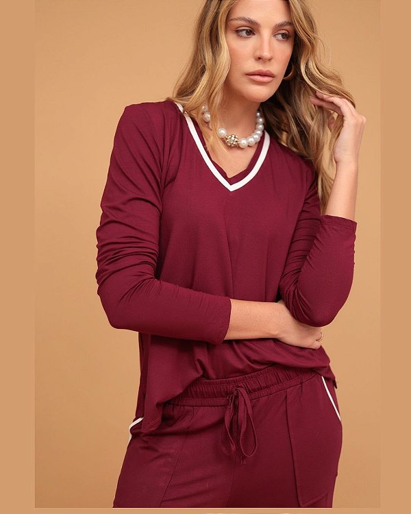 Conjunto Genova Vinho em Viscose Confortável