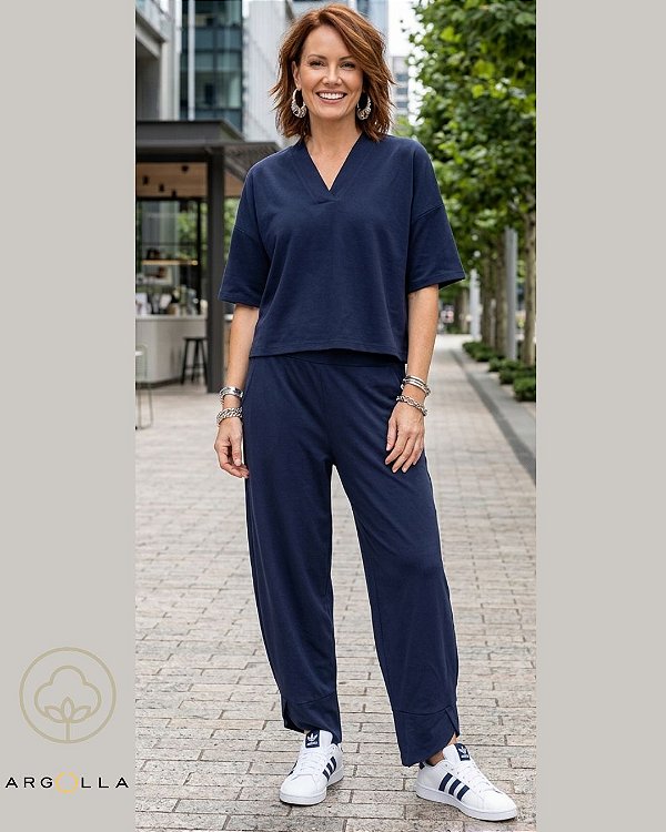 Calça Tommy Algodão Marinho Feminina