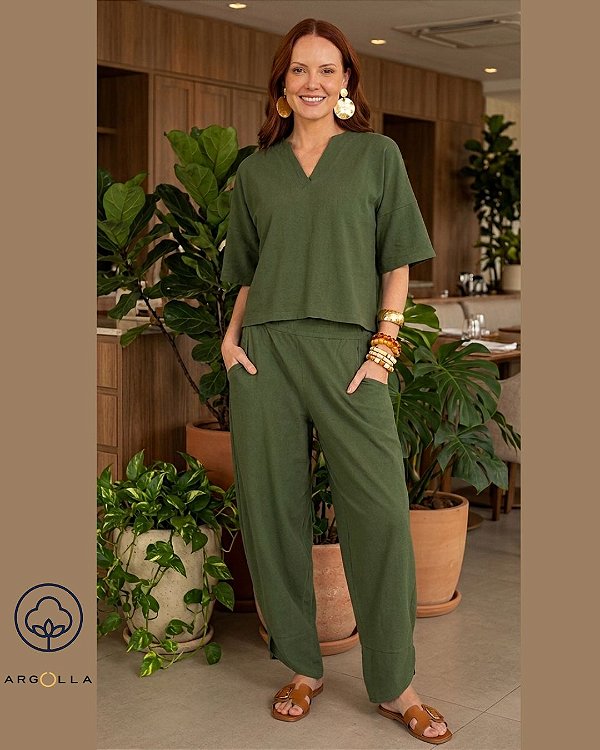 Calça Tommy Algodão VERDE Feminina