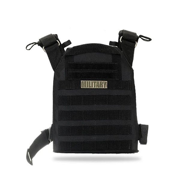 Colete Military peso 10kg com 2 placas de peso - Frente/Verso