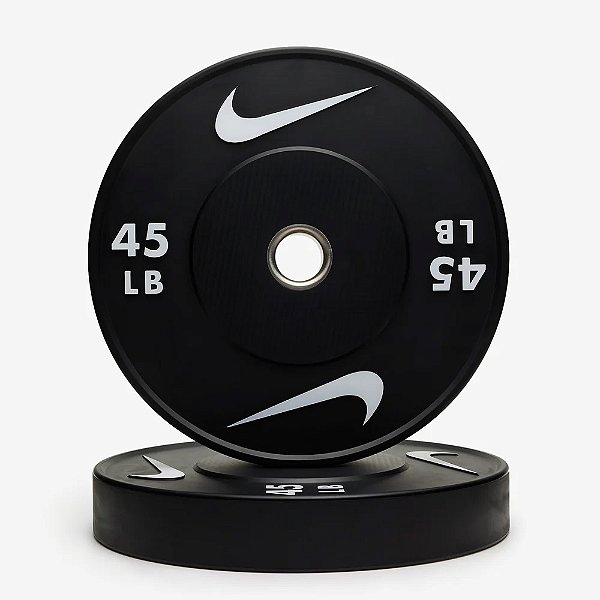 Anilha Olímpica Nike Bumper Plates Peso Libras - Cor Preto - vendido em pares