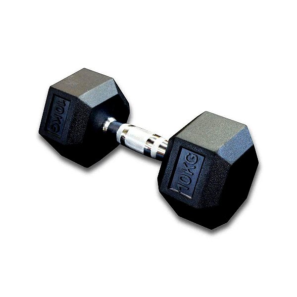 Dumbbell Sextavado Cromado Emborrachado - Peso Kilos - Vendido em Pares