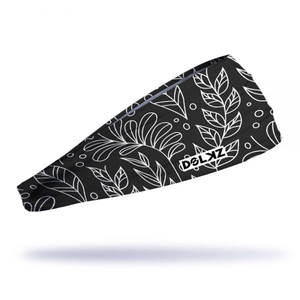 Headband Slim Dolkz - Folhas brancas - Cor Preto