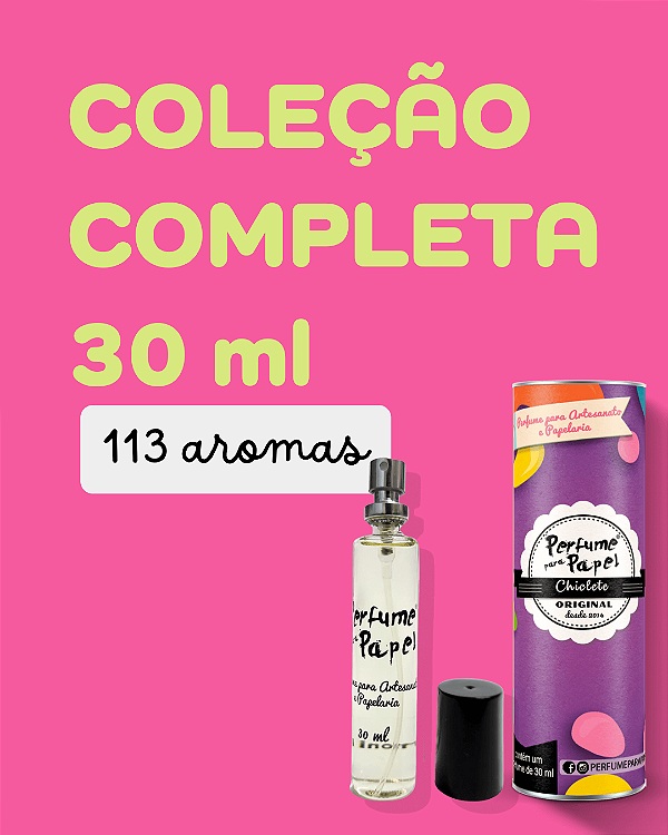 INDIVIDUAL 30 ml COLEÇÃO COMPLETA com 113 aromas - Perfume para Artesanato e Papelaria - Perfume para Papel