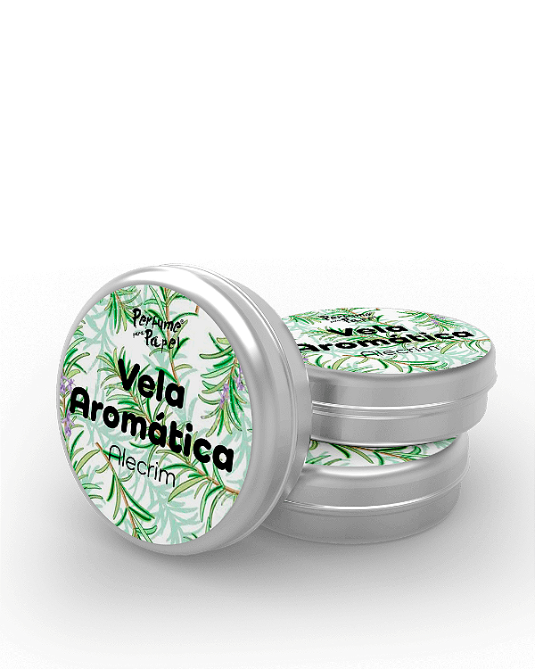 ALECRIM - 50 Mini vela latinha 20g com caixa de presente (Personalizavel) - Perfume para Papel