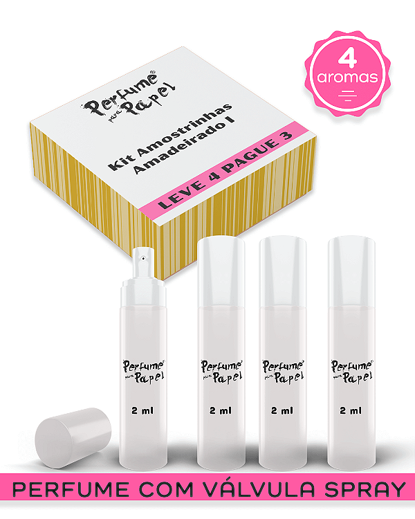 KIT AMADEIRADO 1 - Perfume para Artesanato e Papelaria (Leve 4 Pague 3) aromas: Café, Cris, Whisky, Yes