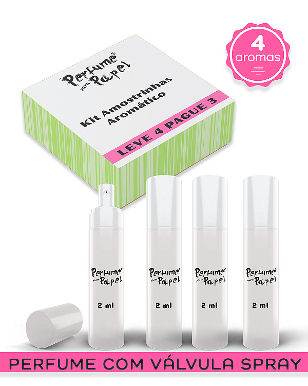 KIT AROMÁTICO 1 - Perfume para Artesanato e Papelaria (Leve 4 Pague 3) aromas: Conquista, Elegância, Produtividade, Romance