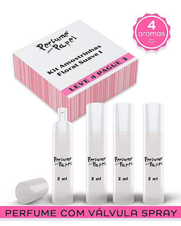 KIT FLORAL SUAVE 1 - Perfume para Artesanato e Papelaria (Leve 4 Pague 3) aromas: Daia, Floresta Encantada, Frescor da Manhã, Scrap Arteira