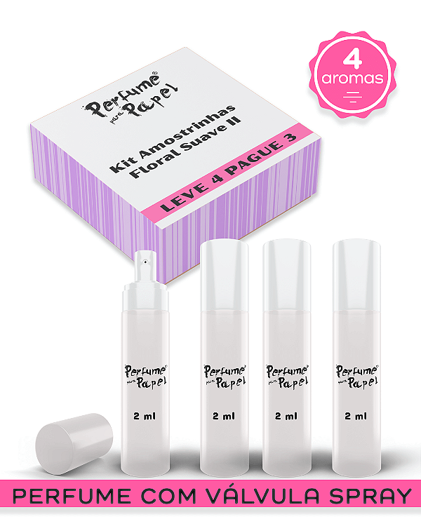 KIT FLORAL SUAVE 2 - Perfume para Artesanato e Papelaria (Leve 4 Pague 3) aromas: Scrap Love, Sonhar, Sonho a Dois, Surpreenda-se