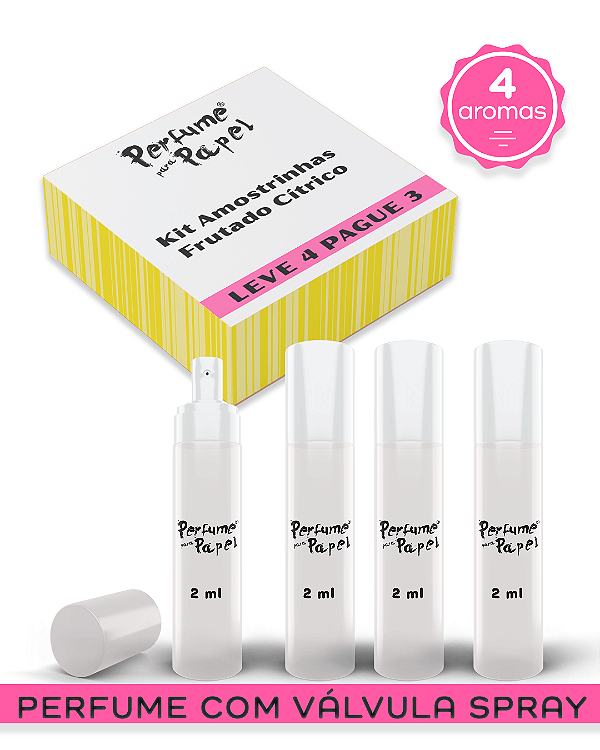 KIT FRUTADO CÍTRICO 1 - Perfume para Artesanato e Papelaria (Leve 4 Pague 3) aromas: Bem Estar, Kinkan, Laranja Lima, Tropical