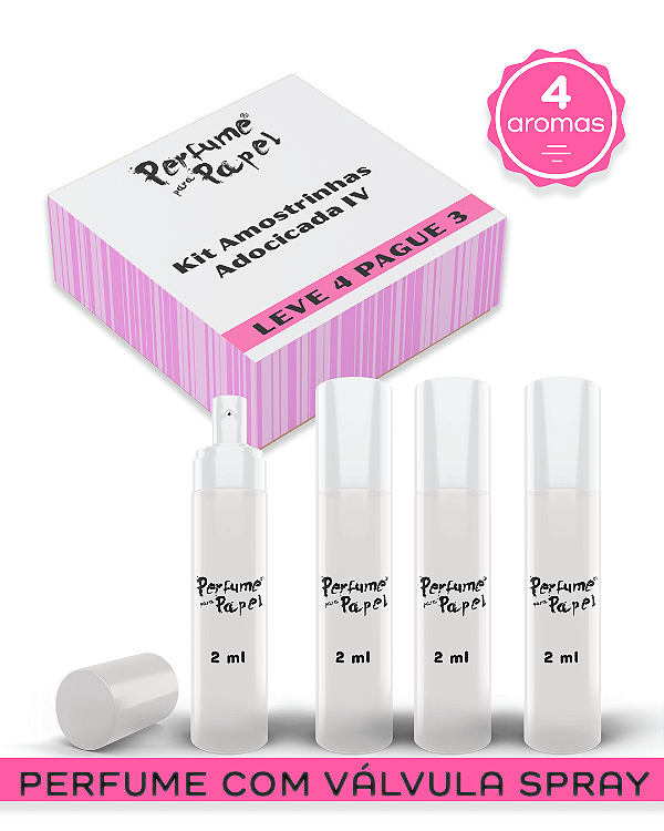 KIT ADOCICADA 4 - Perfume para Artesanato e Papelaria (Leve 4 Pague 3) aromas: Chocotone, Mel, Panetone, Pão de Mel