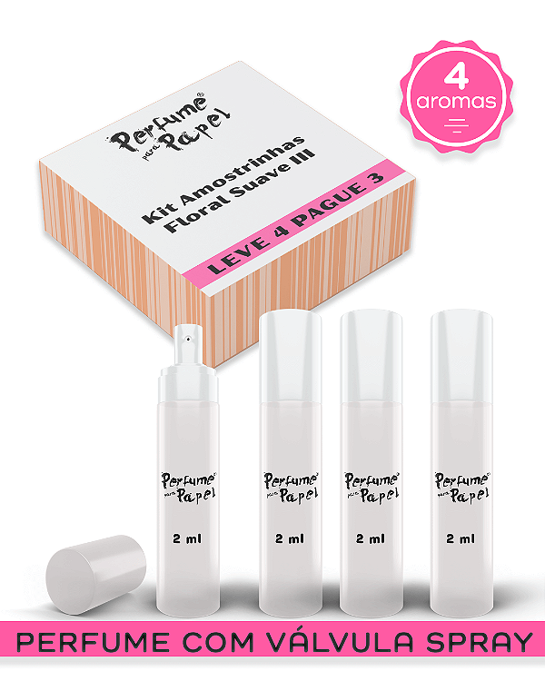 KIT FLORAL SUAVE 3 - Leve 4 Pague 3 Perfume para Artesanato e Papelaria (Doce Inocência, Nortear, Realizar, Tranquilidade)