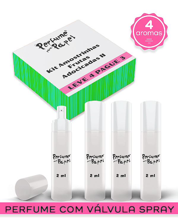 KIT FRUTAS ADOCICADAS 2 - Perfume para Artesanato e Papelaria (Leve 4 Pague 3) aromas: Cereja, Maçãzinha, Melancia, Uvinha