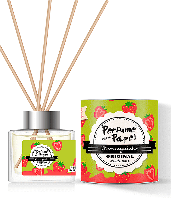MORANGUINHO - DIFUSOR DE VARETAS Aromatizador para Ambientes 250 ml - Perfume para Papel