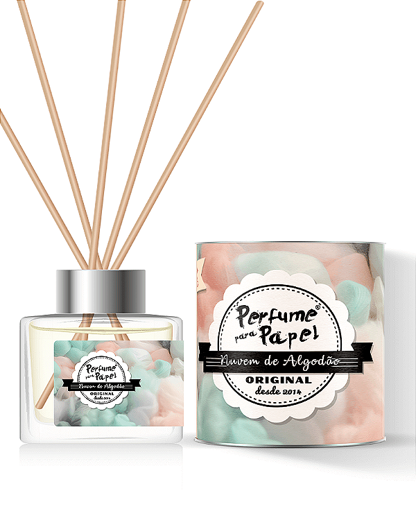 NUVEM DE ALGODÃO - DIFUSOR DE VARETAS Aromatizador para Ambientes 250 ml - Perfume para Papel