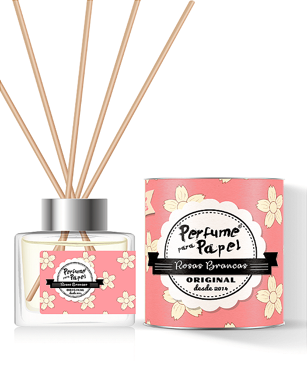ROSAS BRANCAS - DIFUSOR DE VARETAS Aromatizador para Ambientes 250 ml - Perfume para Papel