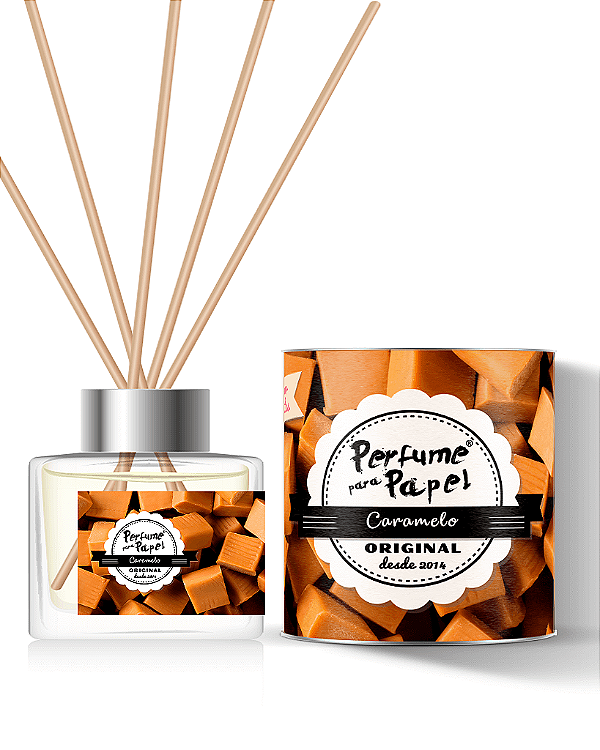 CARAMELO - DIFUSOR DE VARETAS Aromatizador para Ambientes 250 ml - Perfume para Papel