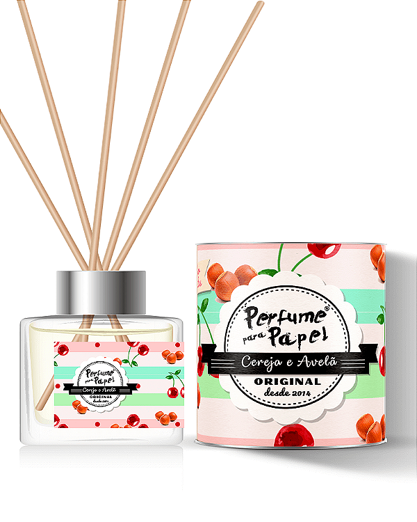CEREJA E AVELÃ - DIFUSOR DE VARETAS Aromatizador para Ambientes 250 ml - Perfume para Papel